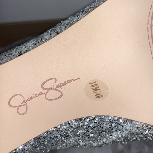 Jessica Simpson Silver Starlite chunky heel glitter booties size 10 NIB - Picture 6 of 10